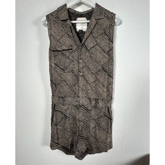 Anthropologie Hei Hei Womens Sleeveless Nova Romper Small Black/Tan Pockets NWOT - Picture 1 of 10